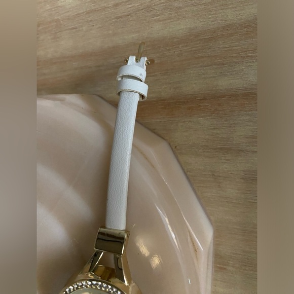 Laura Ashley Watch Analogue Womens Minimal White Thin Strap Crystal Bezel Roman - Picture 11 of 13